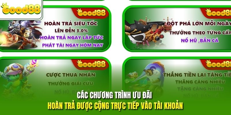 Các chương trình ưu đãi hoàn trả được cộng trực tiếp vào tài khoản